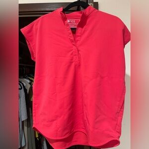 Figs Neon Red Rafaela Top XS